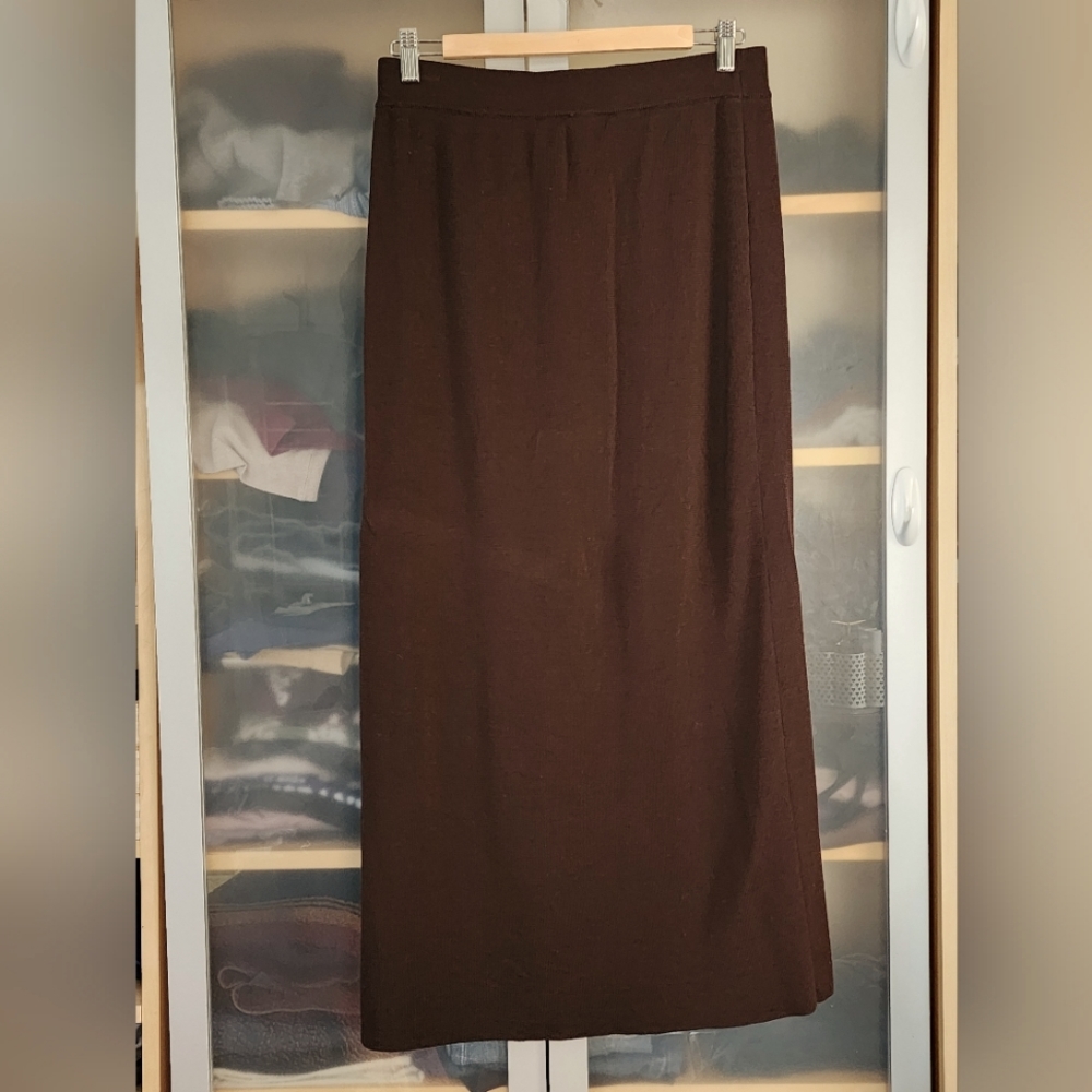 Garnet Hill Chocolate Brown Long Knit Skirt